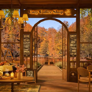 Coffee shop autumn wallpaper