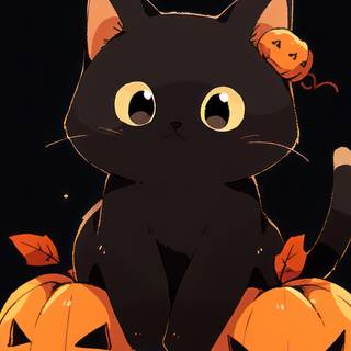 Halloween cat iPhone wallpaper