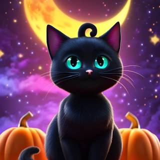 Halloween cat iPhone wallpaper