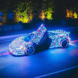 Car winter lights wallpaper