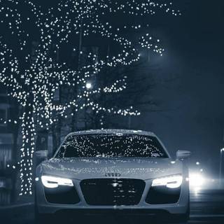 Car winter lights wallpaper