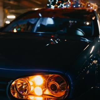 Car winter lights wallpaper
