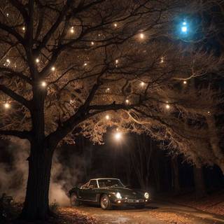 Car winter lights wallpaper