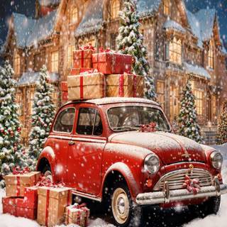 Car winter lights wallpaper