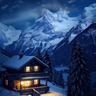 Winter cabin iPhone wallpaper