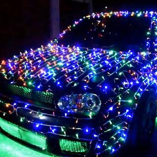 Car winter lights wallpaper
