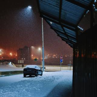 Car winter lights wallpaper