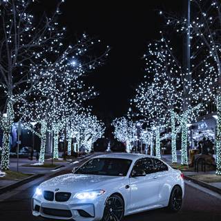 Car winter lights wallpaper