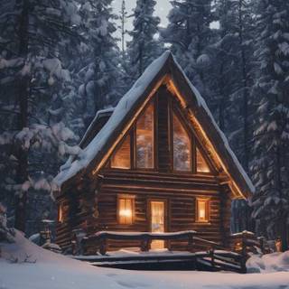 Winter cabin iPhone wallpaper