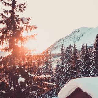 Winter cabin iPhone wallpaper