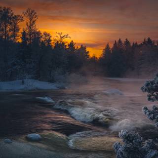 Winter dark landscape wallpaper