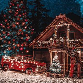 Car winter lights wallpaper
