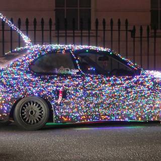 Car winter lights wallpaper