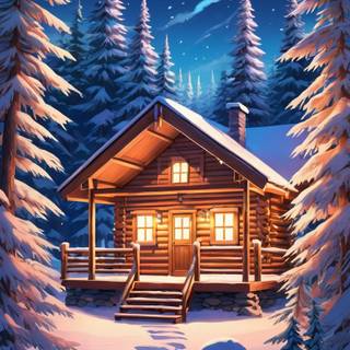 Winter cabin iPhone wallpaper