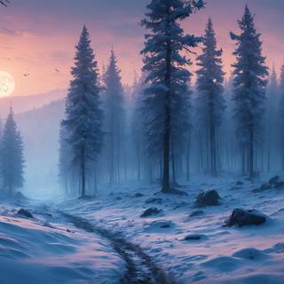 Winter dark landscape wallpaper