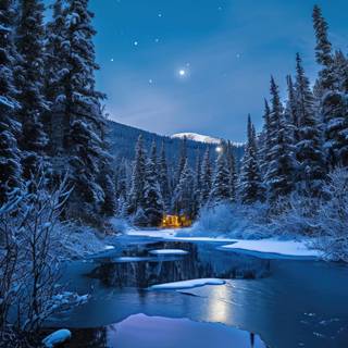 Winter cabin iPhone wallpaper