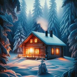 Winter cabin iPhone wallpaper