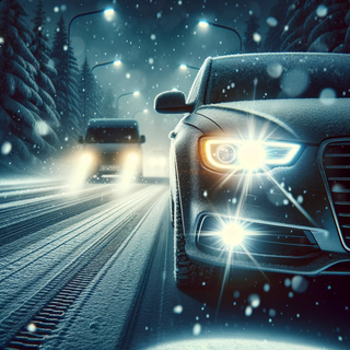 Car winter lights wallpaper
