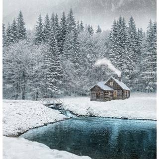 Winter cabin iPhone wallpaper