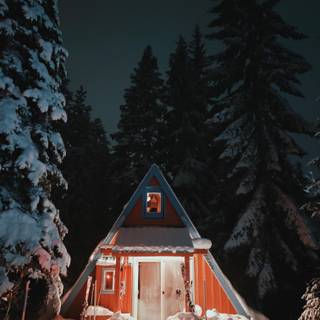 Winter cabin iPhone wallpaper