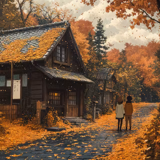 Autumn cabin desktop wallpaper