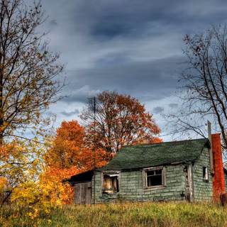 Autumn cabin desktop wallpaper