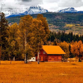 Autumn cabin desktop wallpaper