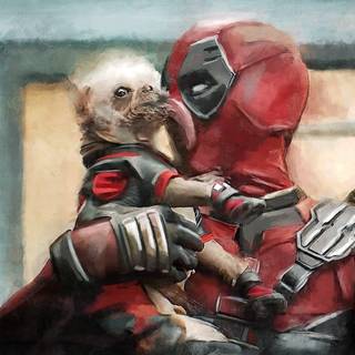 Deadpool and his dog wallpaper