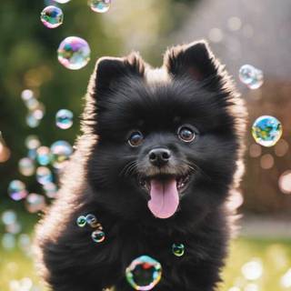 Black Pom dogs wallpaper