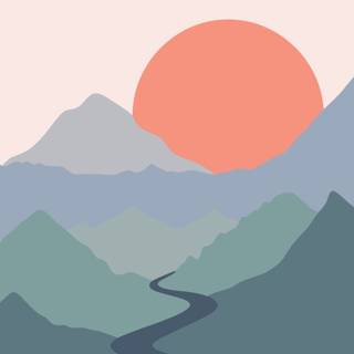Abstract mountain ranges with sunset wallpaper
