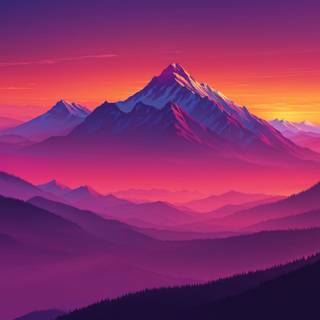 Abstract mountain ranges with sunset wallpaper