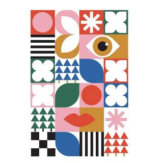 Bold geometric shapes primary colors wallpaper