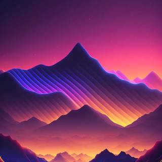 Abstract mountain ranges with sunset wallpaper