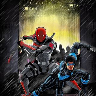Red Hood vs Nightwing wallpaper