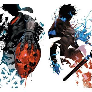 Red Hood vs Nightwing wallpaper