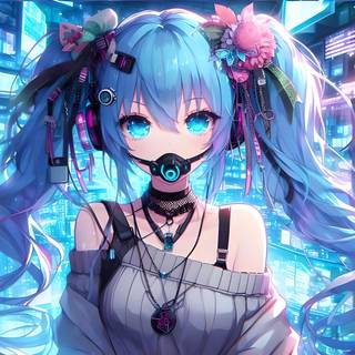 Cyber anime girl 4k wallpaper