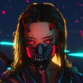 Neon girl desktop wallpaper