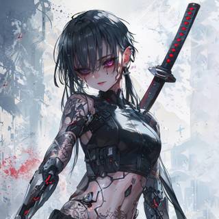 Cyber anime girl 4k wallpaper