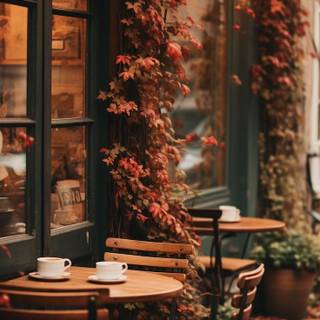 Coffee shop autumn wallpaper