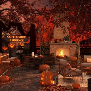 Coffee shop autumn wallpaper