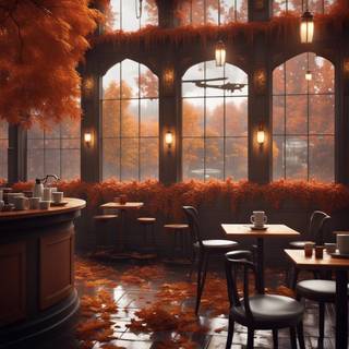 Coffee shop autumn wallpaper