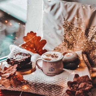 Coffee shop autumn wallpaper