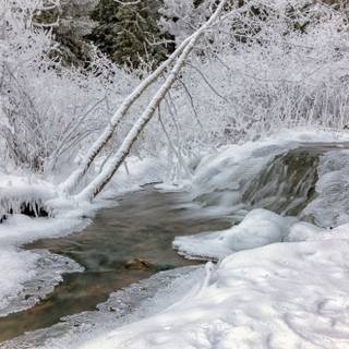 Snowy winter river wallpaper