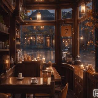 Coffee shop autumn wallpaper