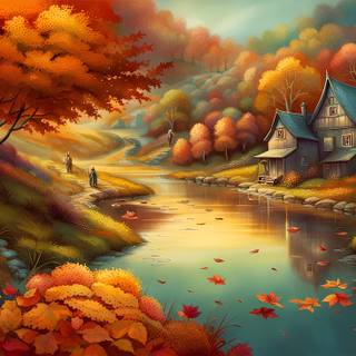Painting autumn wallpaper