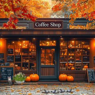 Coffee shop autumn wallpaper