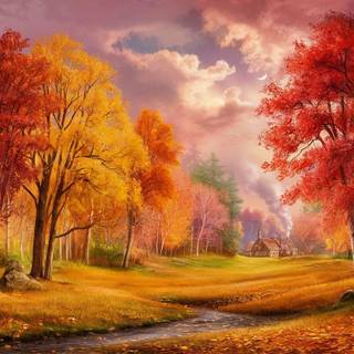 Painting autumn wallpaper