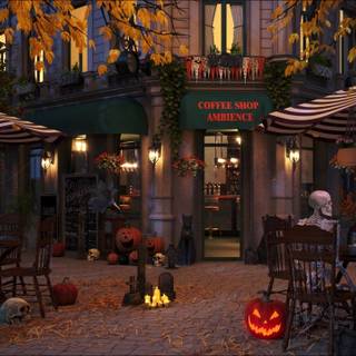 Coffee shop autumn wallpaper