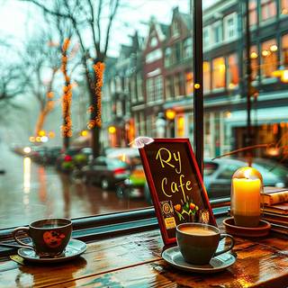 Coffee shop autumn wallpaper