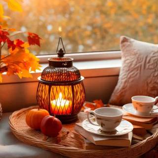 Coffee shop autumn wallpaper